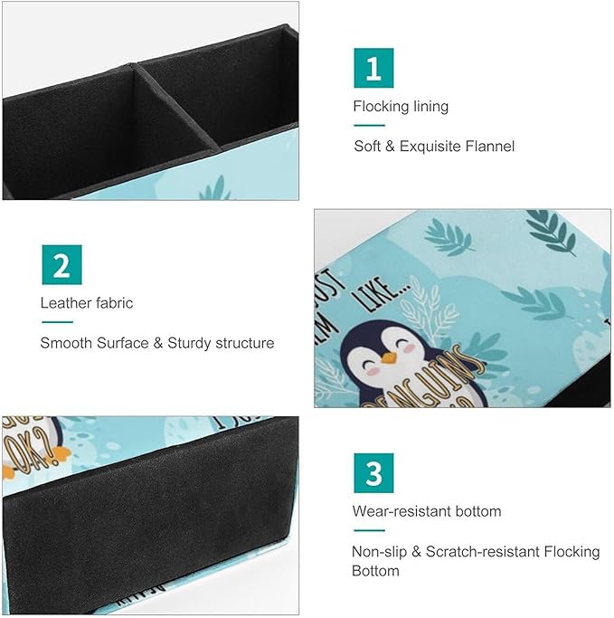 Decorative PU Leather Pen Holder Cute Penguin, Add Charm to Your Workspace