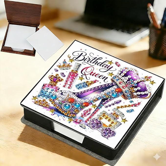 Diamond Painting Kits Sticky Note Holder, DIY Diamond Art Accessories Memo Pad Box for Desk, Mosaic Craft Kits for Adults Beginners, Cute Office Decor Gifts Women(High Heels A)