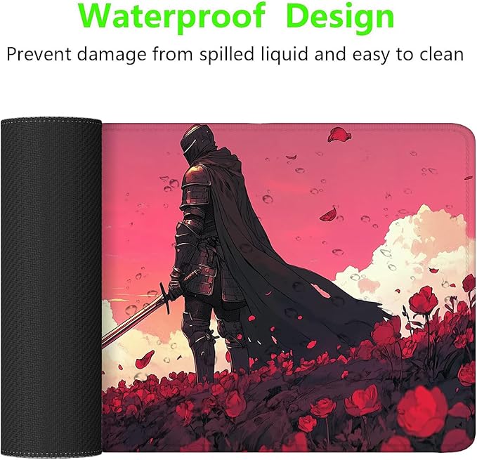Medieval Knight XL Mouse Pad, Red, Pink, Polyester, 31.5"x11.8", Gaming Desk Pad