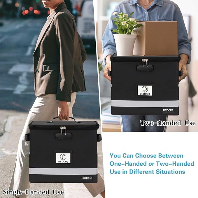 Fireproof Document Box - Fireproof File Organizer with Lock, Portable File Box with Handle, Portable Home Office File Cabinet for Hanging Letter/Legal Folder (12.3 x7.7 x10.5in) | Fireproof
