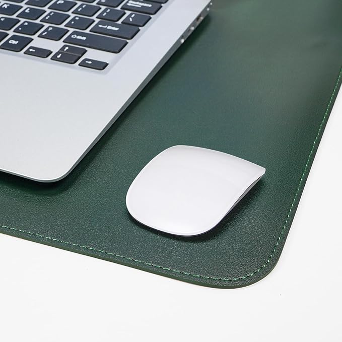 AFIING Cork Desk Mat 23.6 x 13.7, Dual-Sided Cork & PU Leather Desk Pad, Waterproof Non-Slip Desk Protector for Home Office, Study Desk & Minimalist Workspace Dark Green