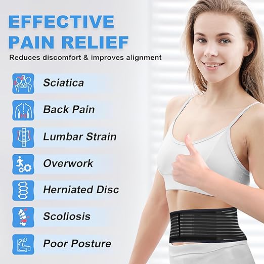 Back Brace for Lower Back Pain Relief, Lumbar Support Belt for Work for Men&Women with Magnet, 4 Reinforced Stays, Self Heating Adjustable Back Support for Sciatica,Herniated Disc,Scoliosis (Small)
