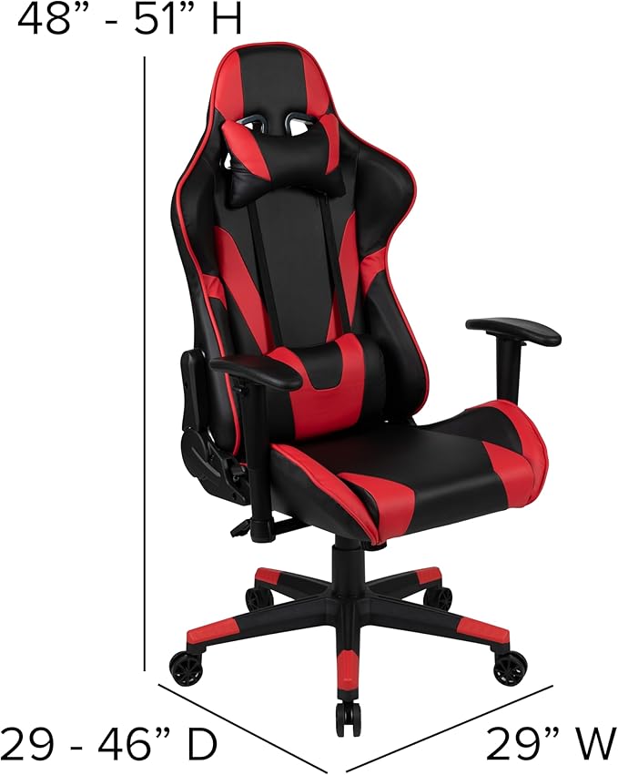 EMMA + OLIVER Black/Red Gaming Desk Bundle - Cup/Headset Holder/Mouse Pad Top