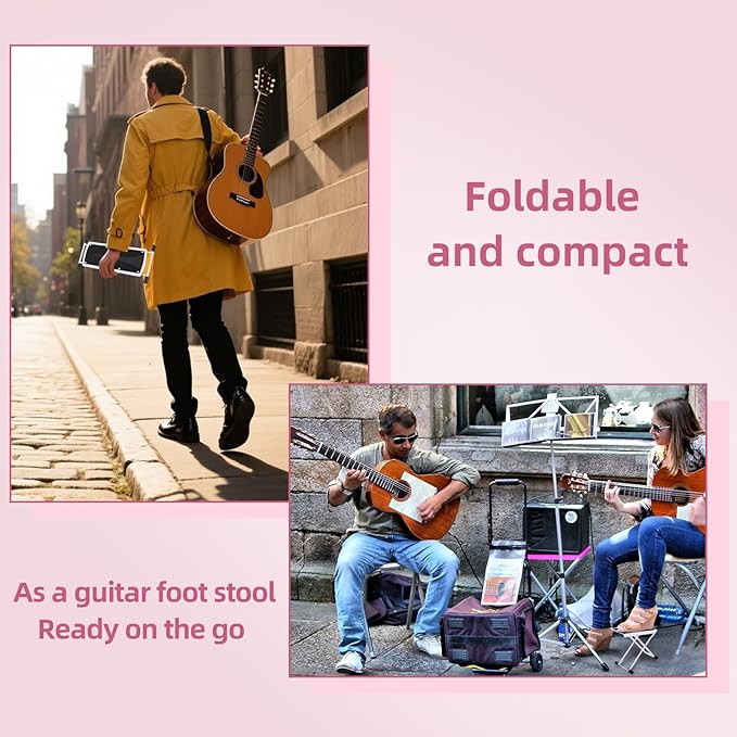 Pedicure Foot Rest, 6 Heights Adjustable Foot Stool, Upgraded Metal Foldable Non-Slip Stand for Home and Salon Use Pedicure Station, Ideal Pedi Stool for Nail Tech or Guitar Foot Stool White