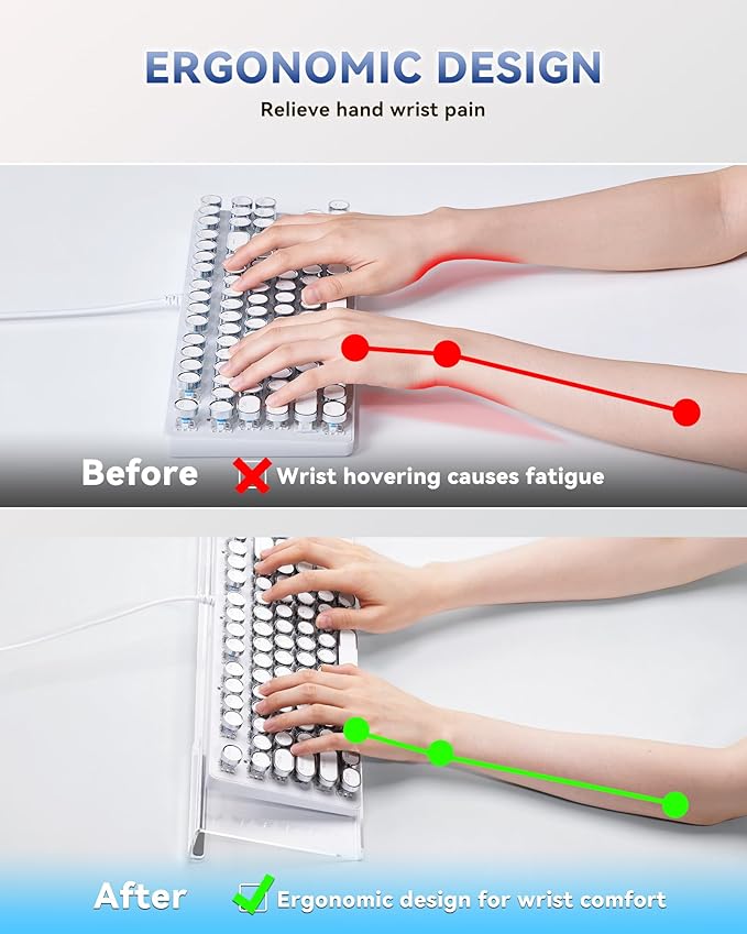 Laborio Acrylic Computer Keyboard Stand for Desktop (Clear), Ergonomic Keyboard Tilted Elevated Rack Key Board Tray Holder Riser Stand for Office Home Desk Work Supplies