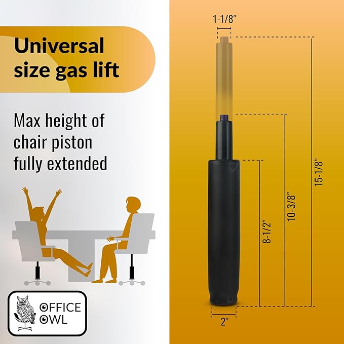 Office Chair Gas Cylinder Replacement Kit, Heavy Duty Class 4 Hydraulic Piston for Desk and Gaming Chairs, Kit Includes Removal Tool, Gloves, Universal Fit Gas Cylinder