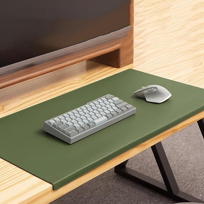 Office Desk Pad with Edge Protector, Non-Slip PU Leather Table Desktop Mat for Laptop/Computer, Waterproof, Smooth Writing Surface (Green,23.6x11.8inch)