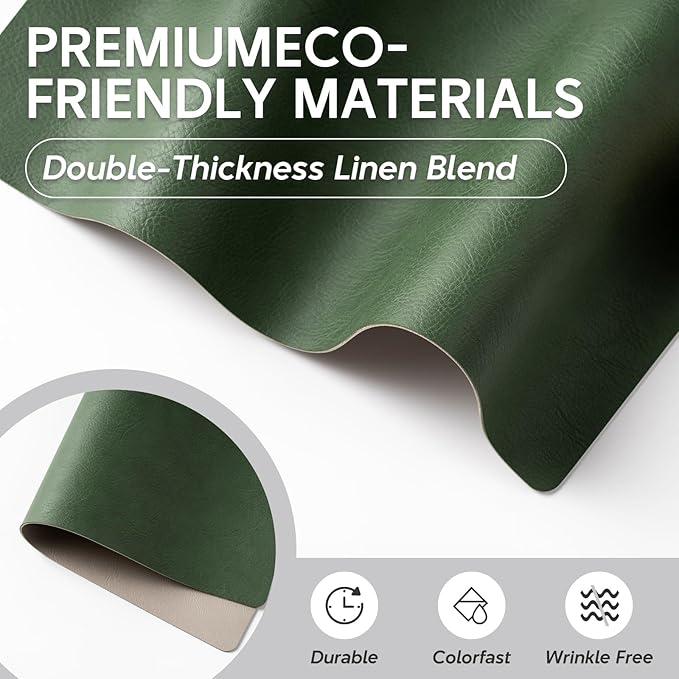 Placemats Set of 4 Reversible Dual-Color Table Placemats, Faux Leather 100% Waterproof Oil-Proof Wipeable Place Mats, Heat Resistant Dual Sided Table Mats for Kitchen/Dining/Party (Green&Gray