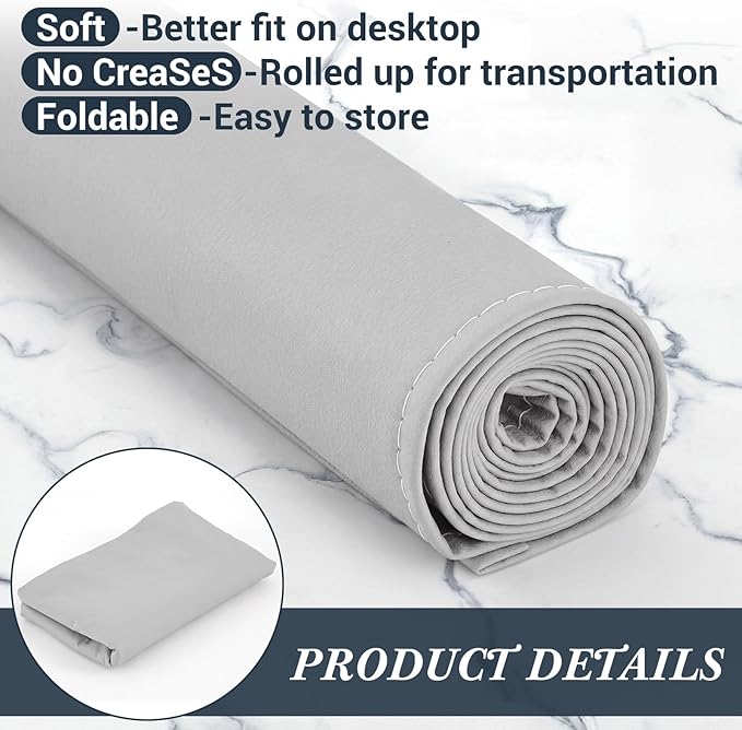 Zhehao 31.5'' x 47'' Large Countertop Protector Mat, Waterproof Heat Resistant PU Leather Top Table Cover Protector for Kitchen Dining Room, Crafting Desk, Gray