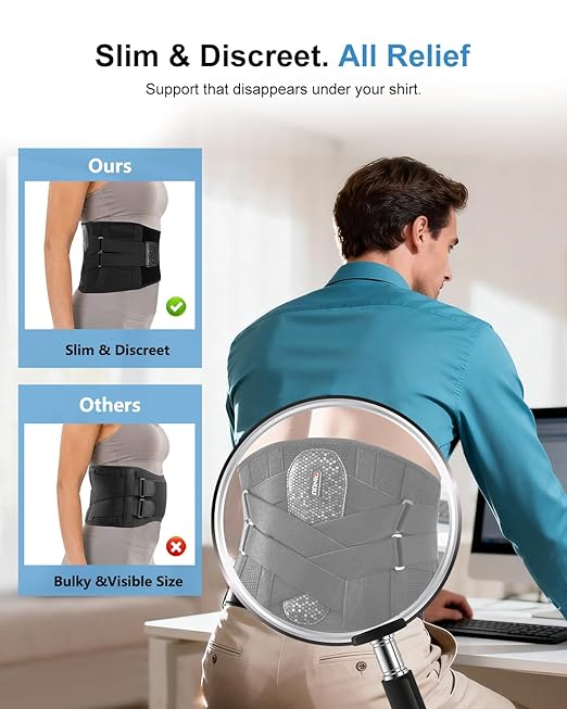 Dual X-Lower Back Brace for Men & Women for Lower Back Pain Relief, 8X Powerful Bionic Support System & Removable 3D Lumbar Pad, Adjustable & Breathable Lumbar Support Belt for Herniated Disc, Sciatica, Heavy Lifting, Work