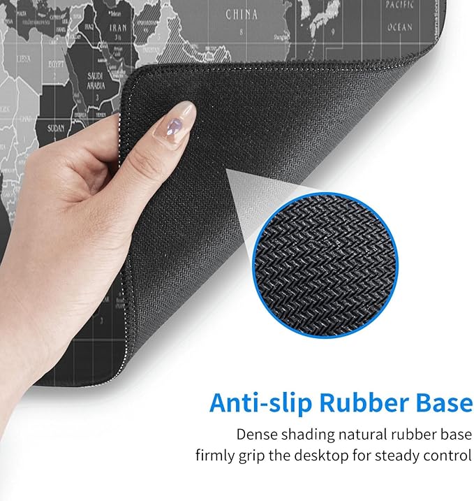Large Gaming Mouse Pad, Waterproof Extended World Map Mousepad Desktop, Big Long Non-Slip Mouse Mat for Laptop, Keyboard, Computer for Decor Office, 31.5 * 11.8 in