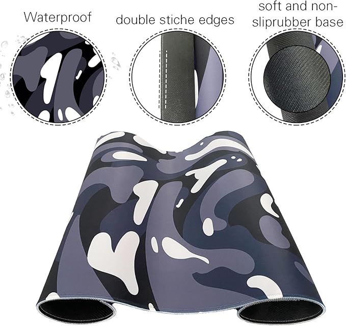 Fluid Pattern XXL Mouse Pad,Super Thick Waterproof Fluid Pattern Large Gaming Mousepad with Stitched Edge,Mouse Computer Desk Accessories,Non-Slip Base Mouse Keyboard Mat 800X400X4mm
