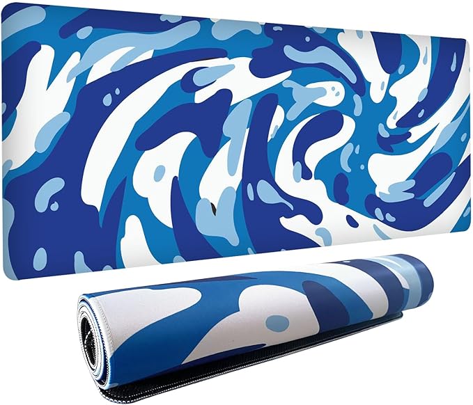 Fluid Pattern XXL Mouse Pad,Super Thick Waterproof Fluid Pattern Large Gaming Mousepad with Stitched Edge,Mouse Computer Desk Accessories,Non-Slip Base Mouse Keyboard Mat 800X400X4mm