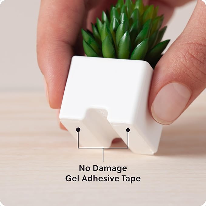 U Brands Succulent Cable Organizer Clips 3 Pack, White ABS Plastic Adhesive Cord Holders, Decorative Desk Cable Management Accessories for Home and Office