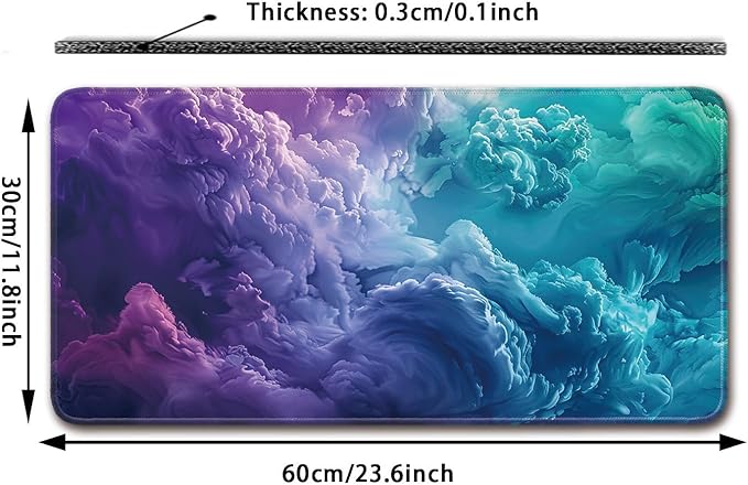 Desk Pad Protector, Office Desk Mat, Large Mouse Pad, Non-Slip Desk Blotter, 23.6x11.8 inch, Colorful Clouds