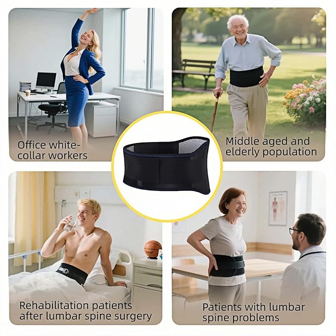 Self heating lumbar support strap suitable for both men and women - adjustable back support with thermal therapy, used to relieve lumbar discomfort, posture support (XXL)