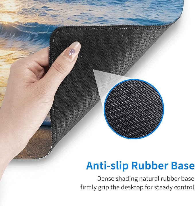 XL Beach Sunset Large Gaming Mouse Pad, Long Extended Full Mouse Mat Desk Pad for Top Keyboard Table, Aesthetic Cute Big Stitched Mousepad Gifts for Women Office Decor, 31.5 * 11.8 in