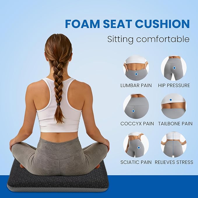 Ganondorf Extra Large Recliner Seat Cushion for Elderly Tufted Furry Booster Foam Cushion, Pressure Relief for Long Sitting Orthopedic Chair Cushion for Recliners Office Chairs, Black