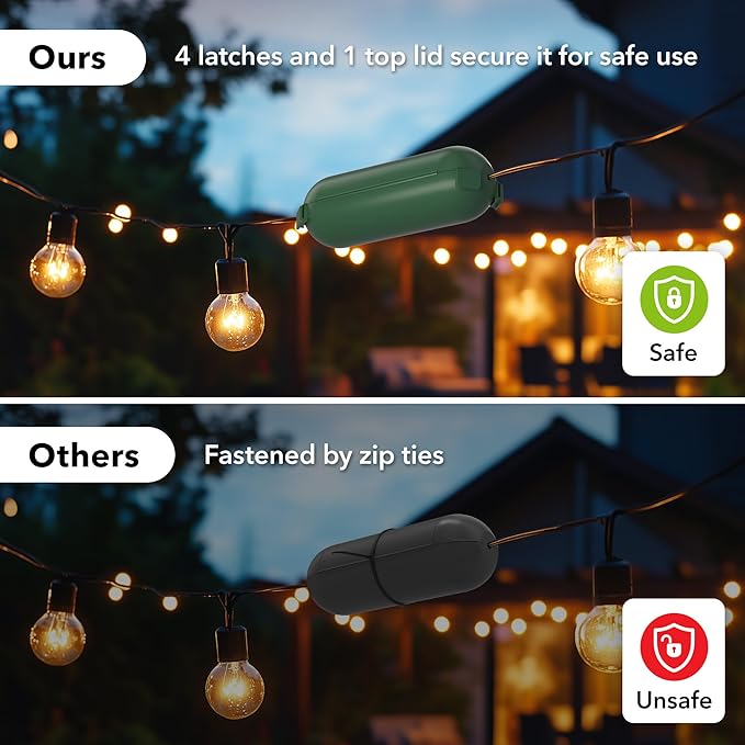 [2 Pack] Outdoor Extension Cord Safety Cover, BN-LINK Outdoor Plug Protector Waterproof, Electrical Connection Box for Holiday String Lights & Tools, Green
