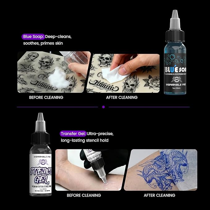 Wormhole Wireless Tattoo Gun Kit for Beginners – Complete Tattoo Kit with Tattoo Cartridges Needle, Tattoo Ink, Rotary Tattoo Pen with 1800mAh Tattoo Battery Tattoo Machine Starter Set for Practice