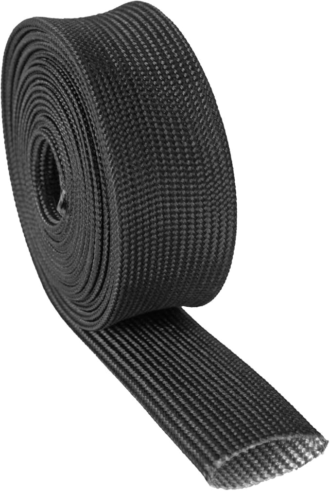 Fiberglass Heat Wrap Wire Shield Sleeve- 1" IDX 10' Adjustable Black Exhaust Heat Shield Spark Plug Wire For Car&Auto Wire Loom Brake Line Cable