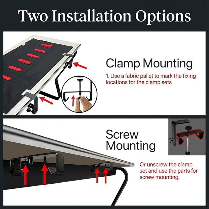 Under Desk Cable Management No Drill – 36" L x 6" W Cord Organizer, Upgraded Silicone Pads (No Scratch), 16 Cable Slots, Washable PE Honeycomb Base, Fits Desks 0–2.1" Thick, Black