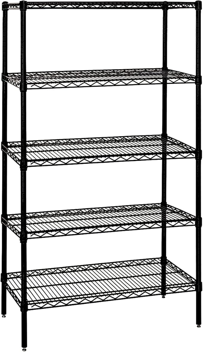 Quantum Storage Systems WR86-1824BK Starter Kit for 86" Height 4-Tier Wire Shelving Unit, Black Finish, 18" Width x 24" Length x 86" Height