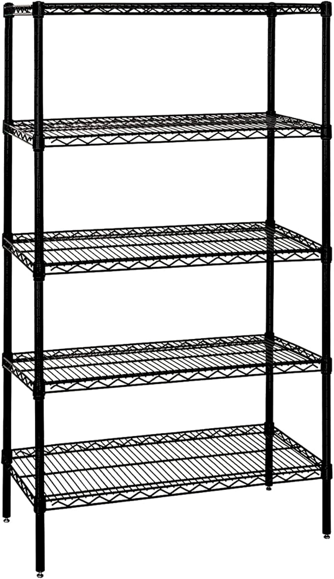 Quantum Storage Systems WR54-1872BK-5 Starter Kit Wire Shelves Black Epoxy 5 Shelves 54" H x 72" W x 18" D