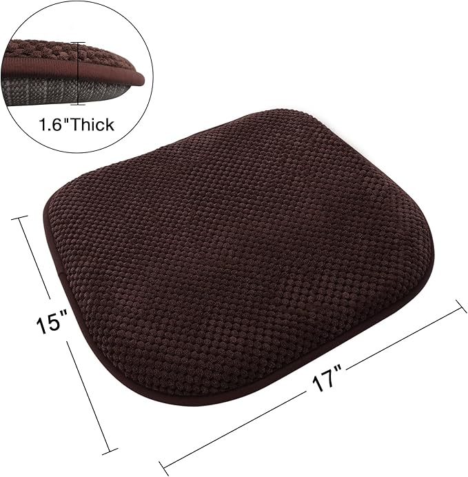 Brown Foam Seat Cushions Kitchen Chairs Pads for Dining Chairs 2 Pack Non Slip Patio Seat Cushions Washable U Shaped Soft Thick Large Metal Wooden Chair Cushions,17" x 15"