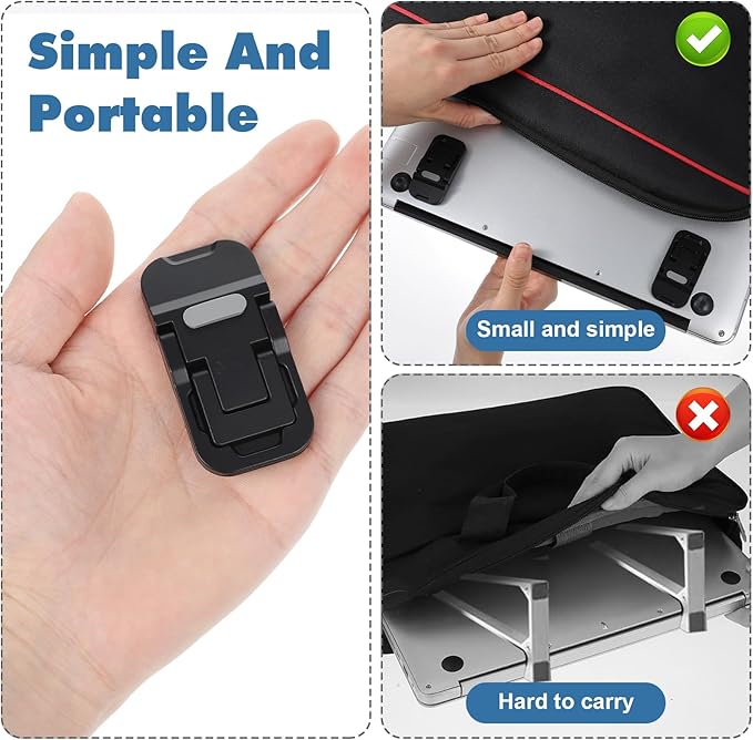 Thinp 2 Pcs Keyboard Stand for Desk, Foldable Laptop Stand Portable Laptop Riser Adjustable Computer Keyboard Riser Anti-Slip Laptops Feet for Desk Computer Keyboards (Black)