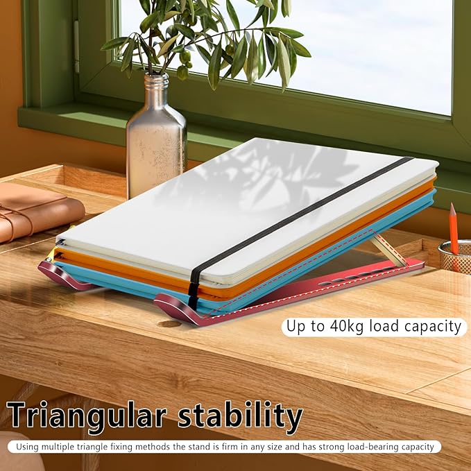 Laptop Stand, Computer Tablet Stand, Adjustable Aluminum Foldable Portable Laptop Holder Riser, Compatible with MacBook Air Pro, Lenovo, HP, Dell, More 10-15.6” Laptops and Tablets (Red)