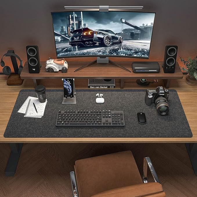 DAWNTREES Large Felt Desk Mat, 40''x16'' Non-Slip Full Keyboard and Mouse Pad, Office Computer Desk Mat for Desktop,100X40cm Felt Desktop Mat for Desk Pad Protector