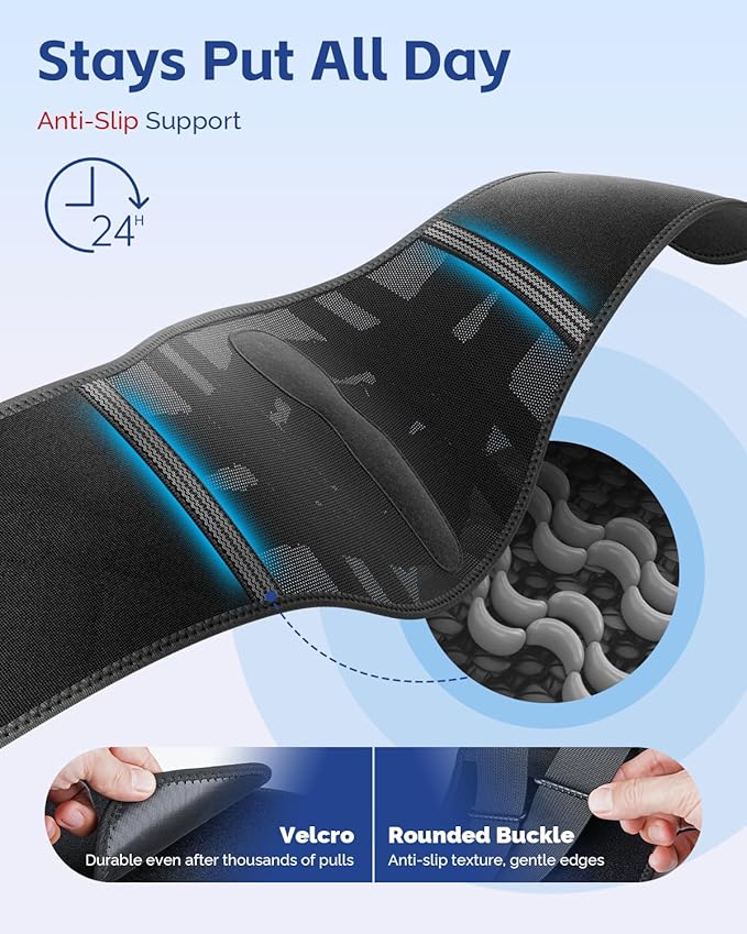 FEATOL Back Brace for Lower Back Pain Women Men, Removable Dual-Side Spine Lumbar Pad with Snug Fit, Adjustable Support Belt for Work, Gray, Size S 25-29.5"
