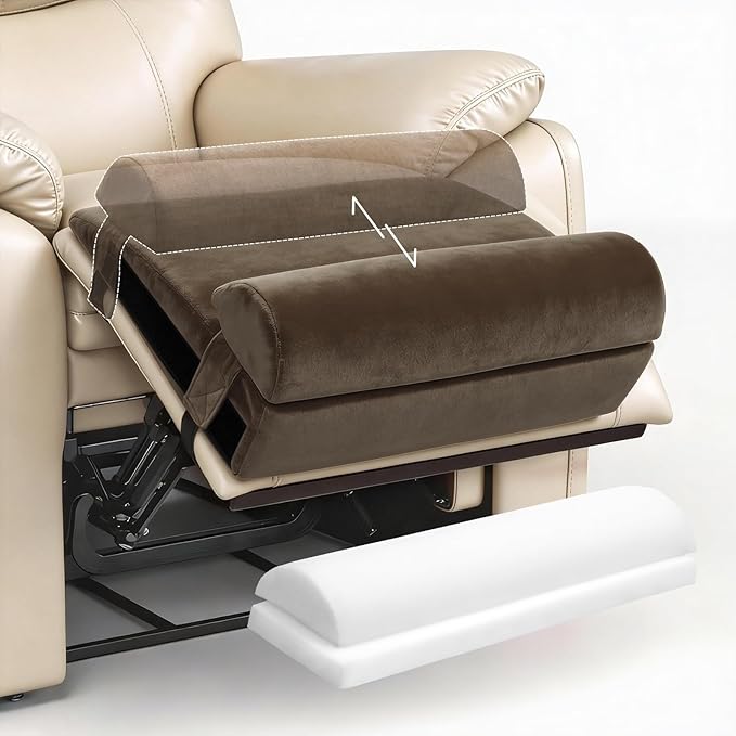 Recliner Foot Rest Cushion - Recilner Leg Rest Cushion with Removable Semi-Cylinder for Superior Support, Adjustable Recliner Foot Rest Extender, Recilner Leg Pillow with 2 Straps, Coffee