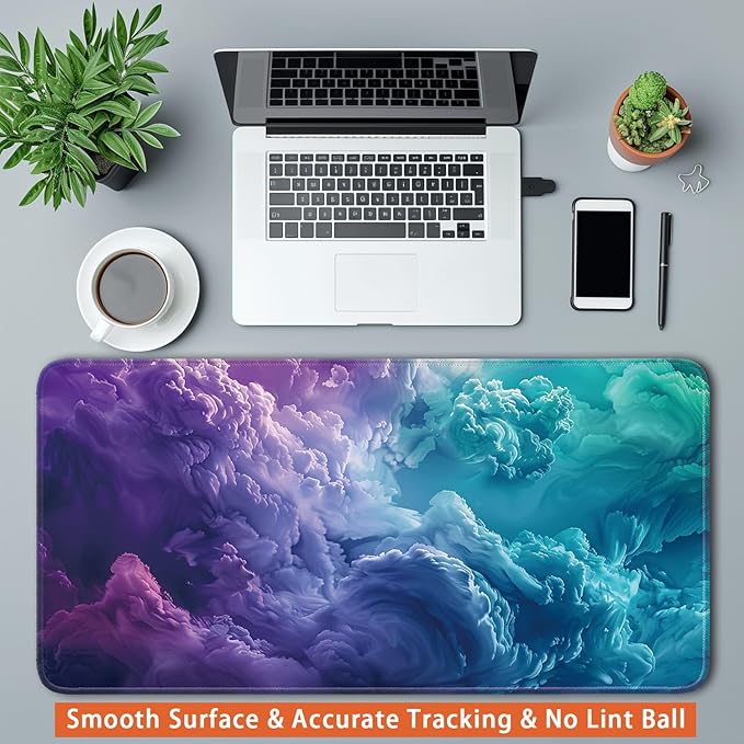 Desk Pad Protector, Office Desk Mat, Large Mouse Pad, Non-Slip Desk Blotter, 23.6x11.8 inch, Colorful Clouds
