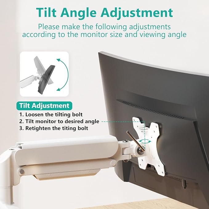 WALI Single Monitor Arm Mount Stand, Adjustable Arm Monitor Mount for Display up to 32 Inch,19.8lbs Capacity (GSMP001W), White