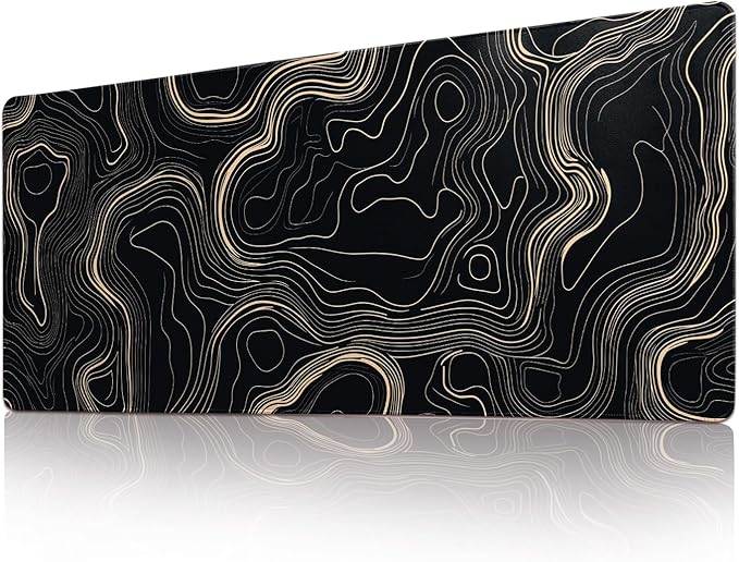 Desk Mat Mouse Pad Gaming Desk Pad XL Large Mouse Mat Office Decor Accessories (Black Gold Terrain)