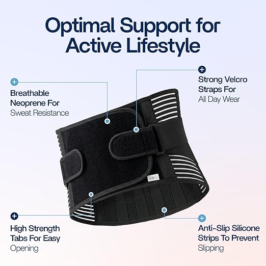 Back Brace for Lower Back Pain Relief | Sciatica Lumbar Support Belt for Men & Women, Adjustable Back Support Brace for Work & Daily Use, All-Day Comfort & Heavy-Duty Compression (Medium (33-37.9"))
