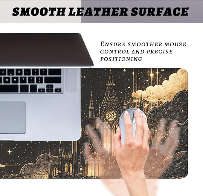 Fantasy Castle Mouse Pad Celestial Gothic Night Extended Gaming Mouse Pad Mat with Stitched Edge Non-Slip Base Office Computer Keyboard Laptop 31.5"x11.8"