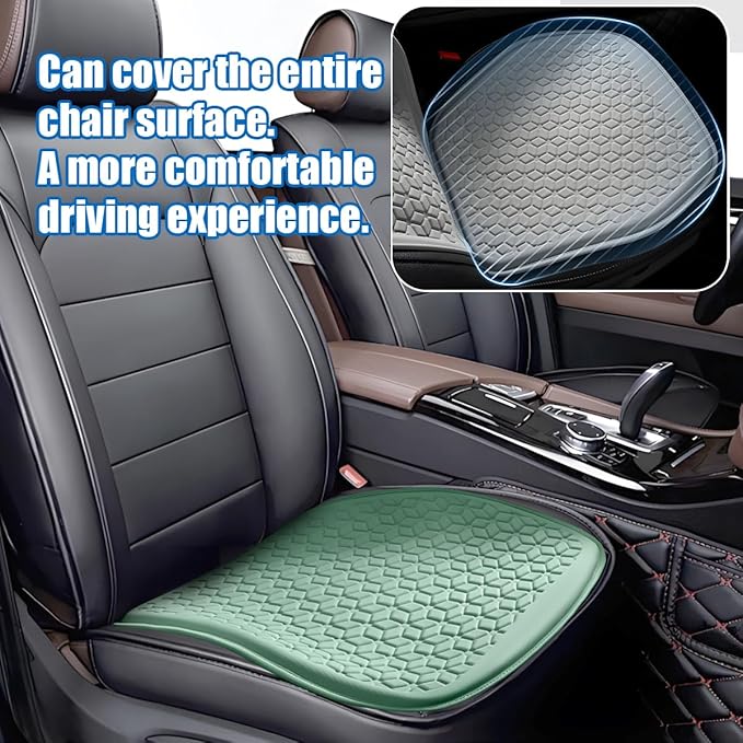 Zpana Gel Car Seat Cushion, Non-Slip & Comfortable Automotive Chair Protector Pad for Driving, Breathable Vehicle Interior Mat Cover Accessories, Universal for SUV Sedan Truck (Green)