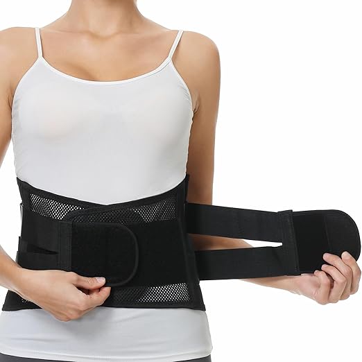 NeoTech Care Lower Back Brace for Women or Men, Lumbar Back Support Belt (Black, Size L)
