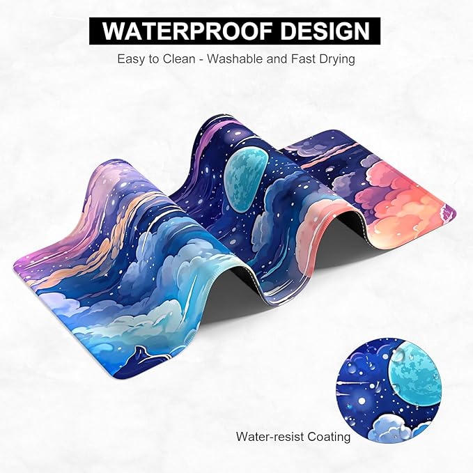 Desk Pad, 32" x 16" XXXL Extended Large Gaming Mouse Pad, Desktop Decor Desk Mat, Men Women Office Supplies and Accessories, Cute Anime Mouse Mat for Laptop & Keyboard, Romantic Star