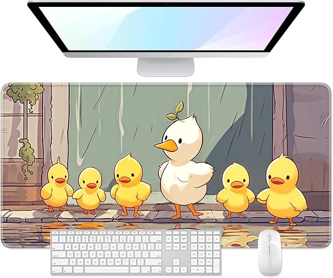 Desk Pad, 32" x 16" XXXL Extended Large Gaming Mouse Pad, Desktop Decor Desk Mat, Men Women Office Supplies and Accessories, Cute Anime Mouse Mat for Laptop & Keyboard, Cute Duck