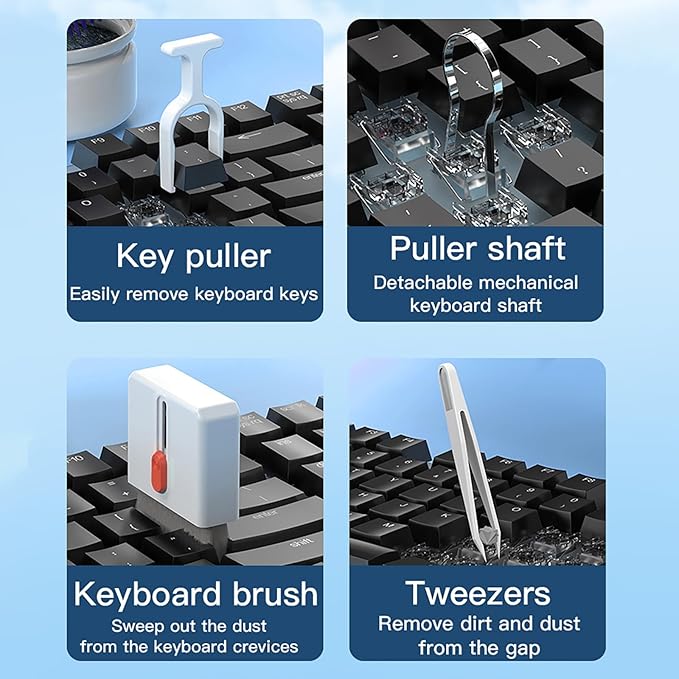 DAPOWER 32-in-1 Keyboard Cleaning Kit for MacBook Laptop Computer, Earbud Cleaner Kit for Airpod Earphones, Multi-Function PC Electronic Cleaner Kit for iPhone Cell Phone Camera (Black)