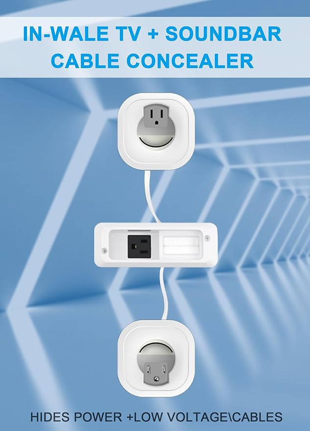 in-Wall Cable Management Kit for TV & Soundbar - Conceal Power & AV Cables, Includes Hole Saw Drill Attachment & Drywall Hand Saw for Easy Installation