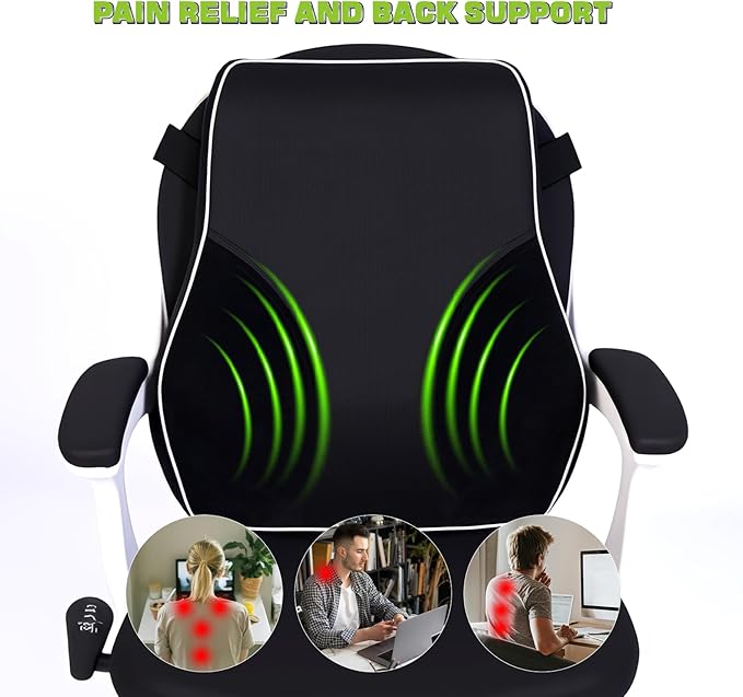 Lumbar Support Pillow for Office Chair, Memory Foam Back Support Cushion with 4-Zone Ergonomic Design, Breathable Mesh, Dual Strap Non-Slip for Car Seat, Desk Chair, Long Sitting