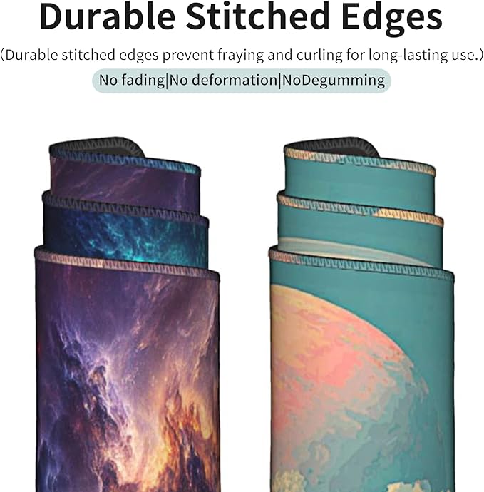 AQQA Double-Sided Extra Large Gaming Mouse Pad, Astronaut and Nebula Art Desk Mat, Smooth Surface, Non-Slip Rubber Base, Waterproof & Durable Stitched Edges for Office and Gaming,31.5”x15.7”