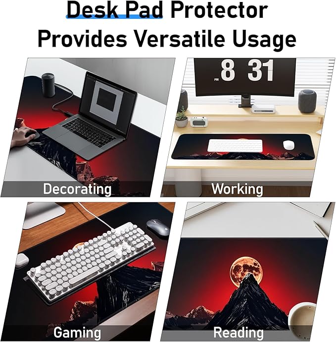 Gaming Mouse Pad, Large Desk Mat, Non-Slip Rubber Bottom, Stitched Edge Mouse Pad for Home, Office Desk, Gaming Keyboard Pad, 31.5 x 11.8 Inch, Desk Protector