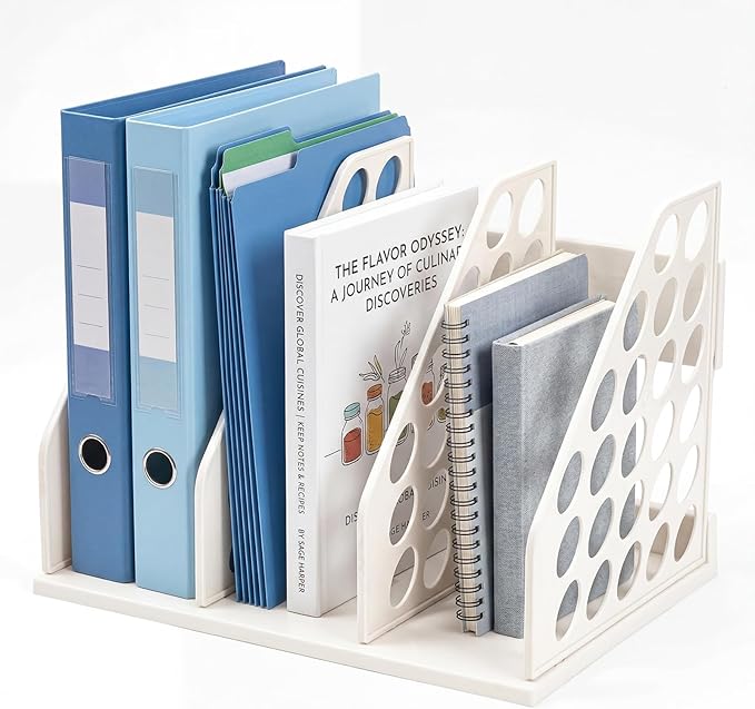 File Holder for Desk, Desktop Document Organizer, 3-Sections Plastic Office Folder Organizers Accessories for Home, School