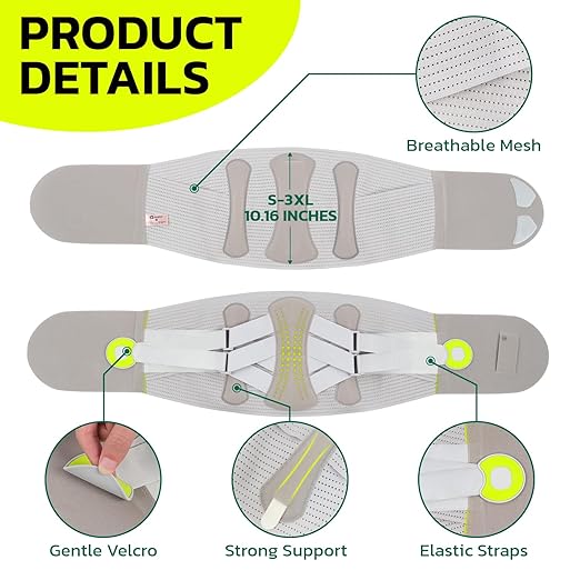 aoFIT Back Brace for Lower Back Pain Relief with 360-Degree Biochemical Hug Support, Back Support Belt for Men and Women, Soft Breathable Fabric Lumbar Support for Herniated Disc, Sciatica L